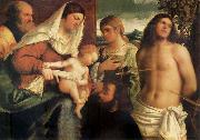 Sebastiano del Piombo, The Sacred Family with Holy Catalina, San Sebastian and an owner.the Holy